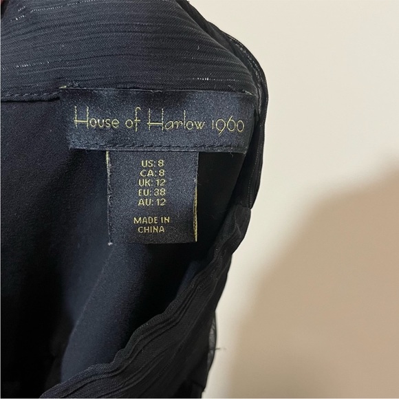 House of Harlow 1960 Black with Sparkle Thread Ruched Long Sleeve Dress - Picture 10 of 16